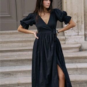 Daughters of India Uma Wrap Dress XS Black